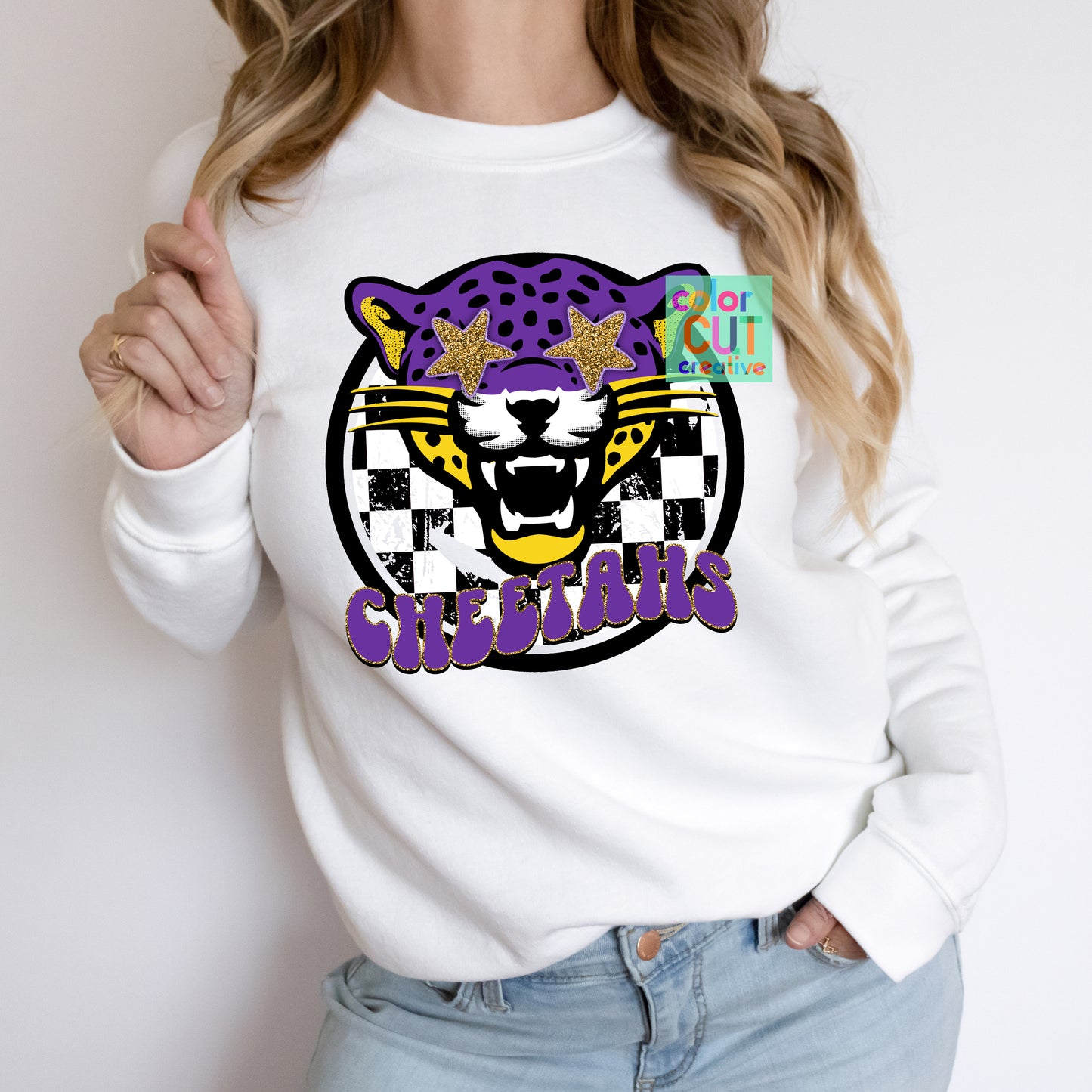 Cheetahs purple gold jazzy mascot png