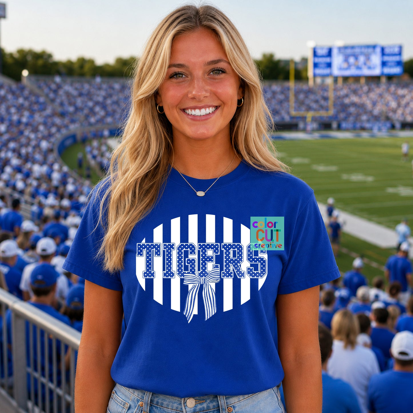 Tigers Stripe Dot Bow Mascot
