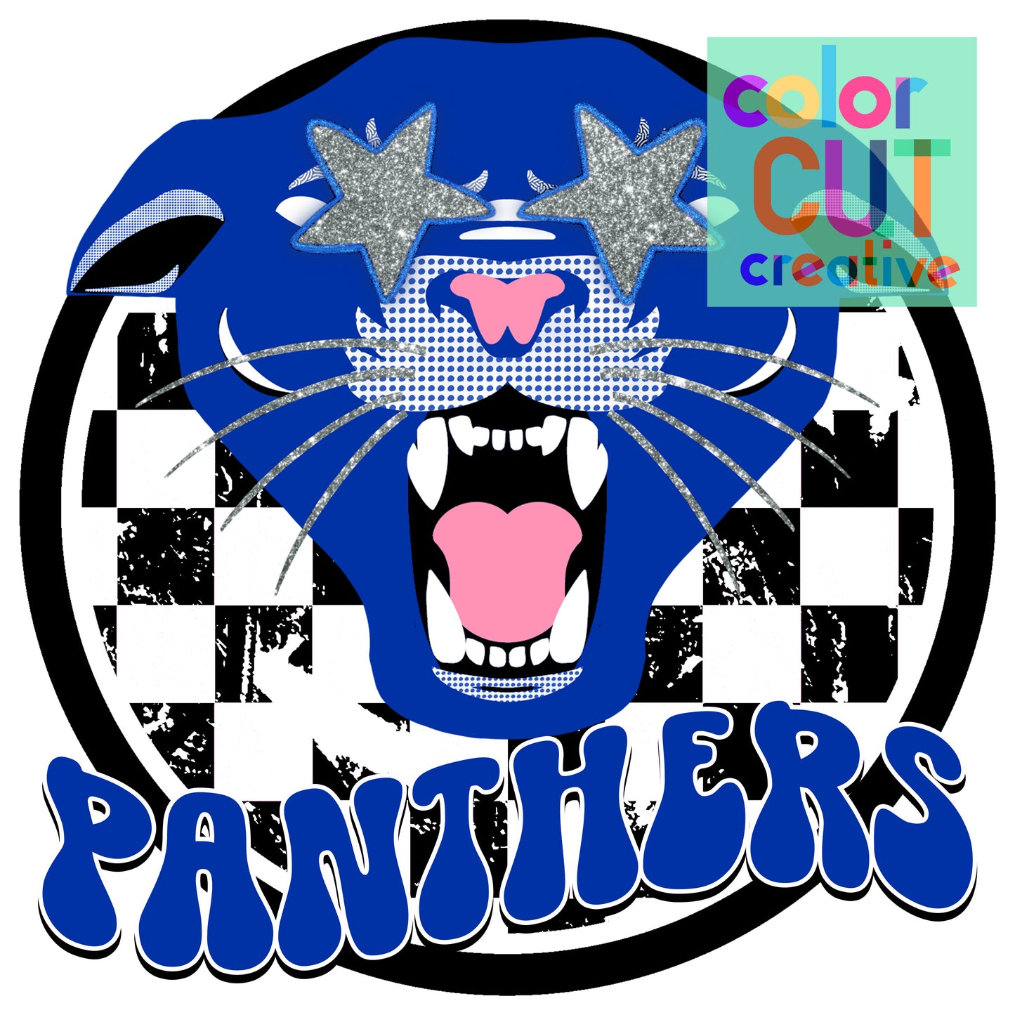 Angry Panthers Preppy Blue Black