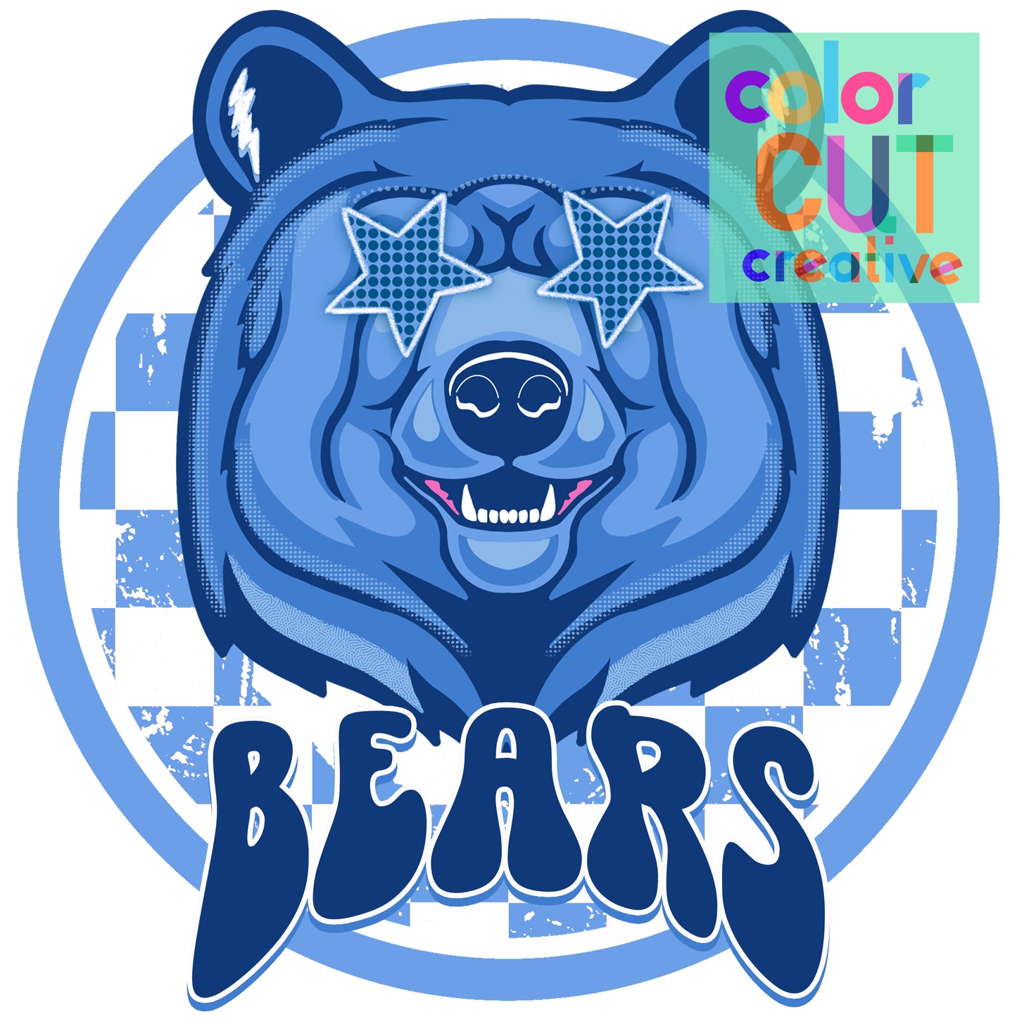 Bears preppy mascot blue white