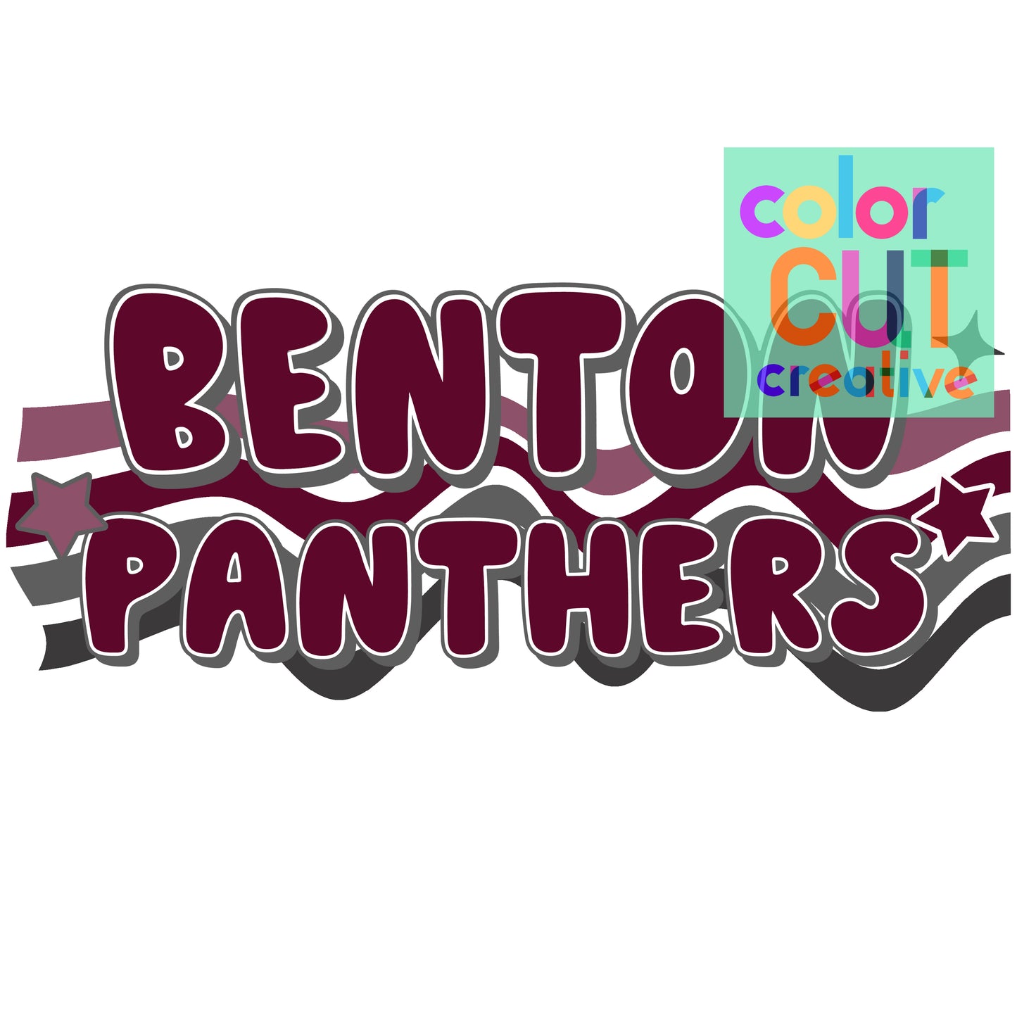 Benton Panthers Bubble Letters Wavy Stripe