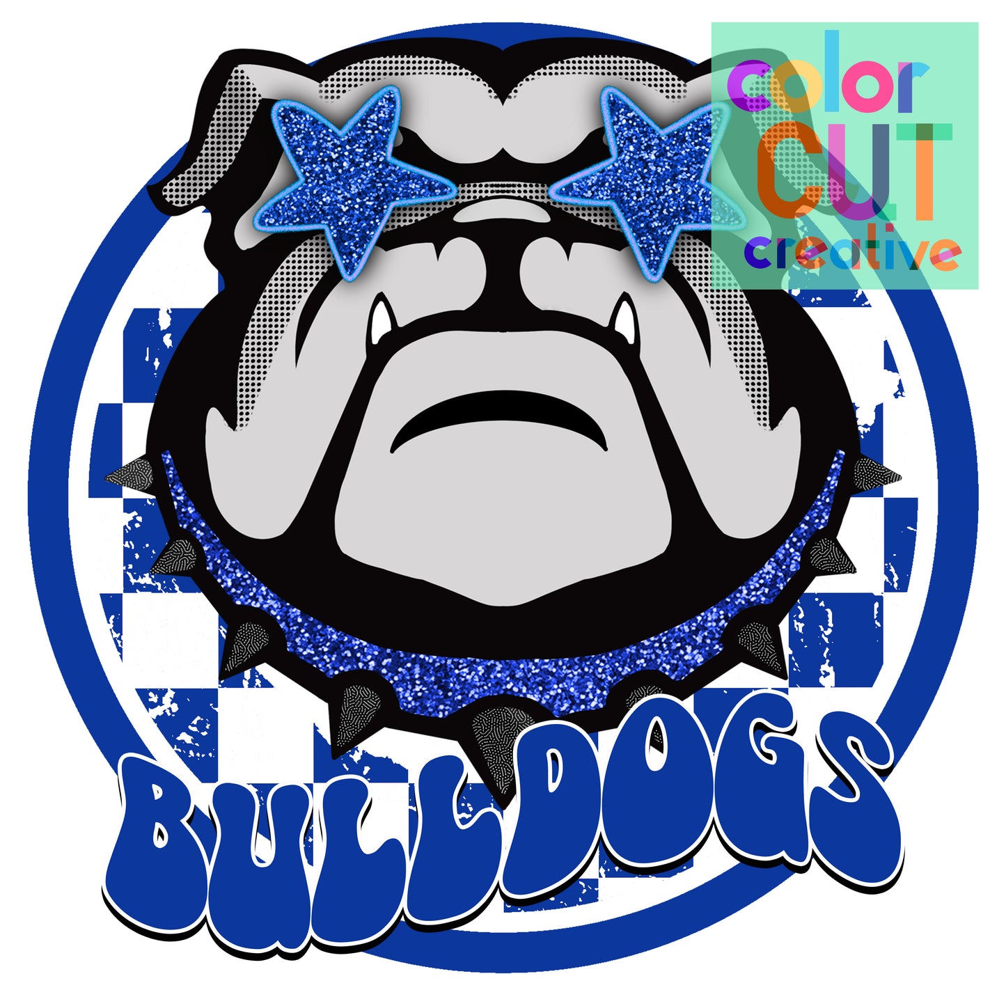 Bulldogs preppy mascot royal grey black white