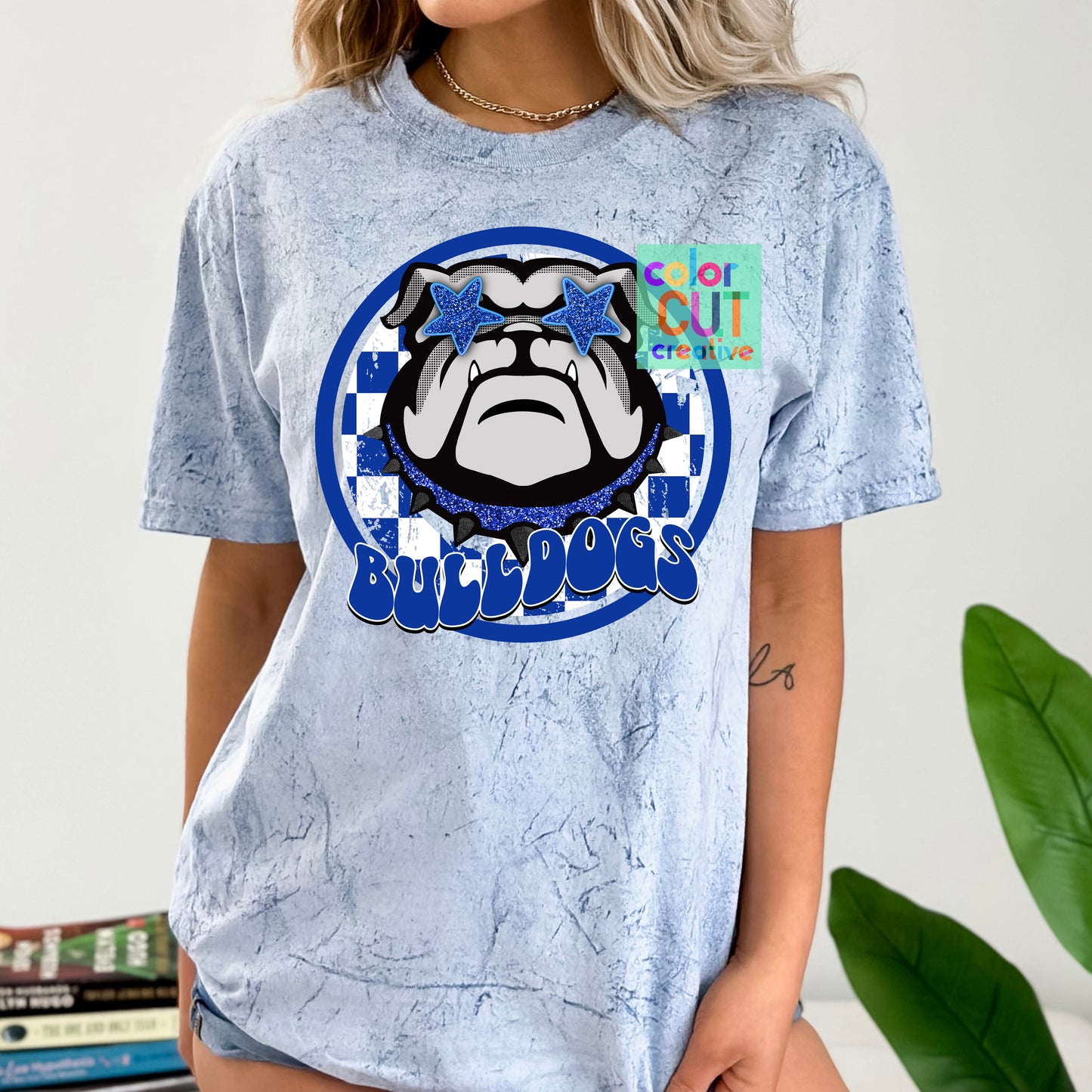 Bulldogs preppy mascot royal grey black white