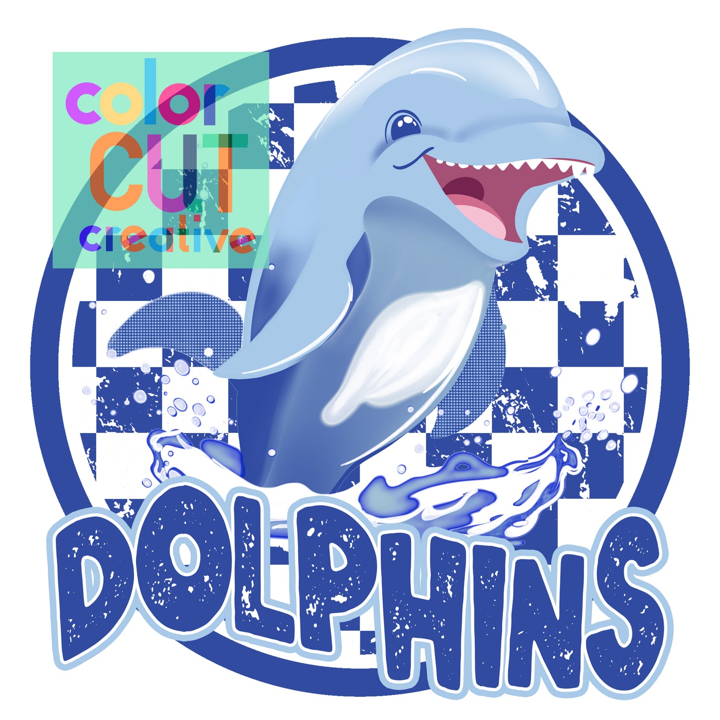 Dolphins Preppy Checkerboard Blue White