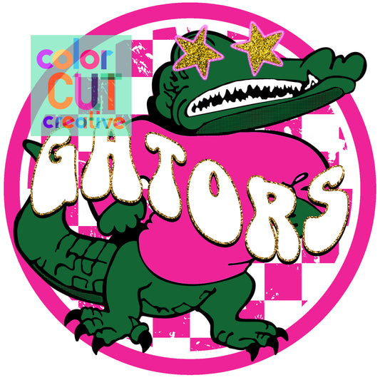 Gators Pink and Green Preppy Mascot