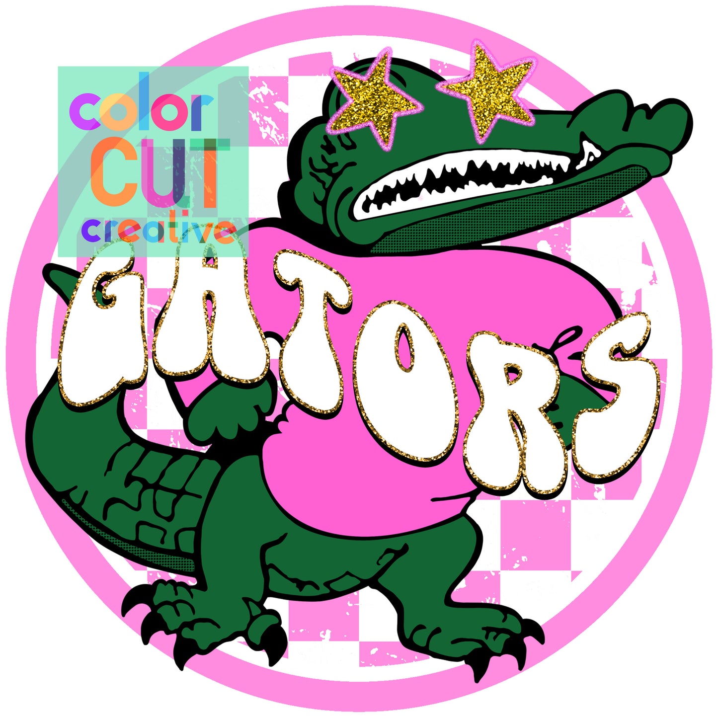 Gators Light Pink and Green Preppy Mascot