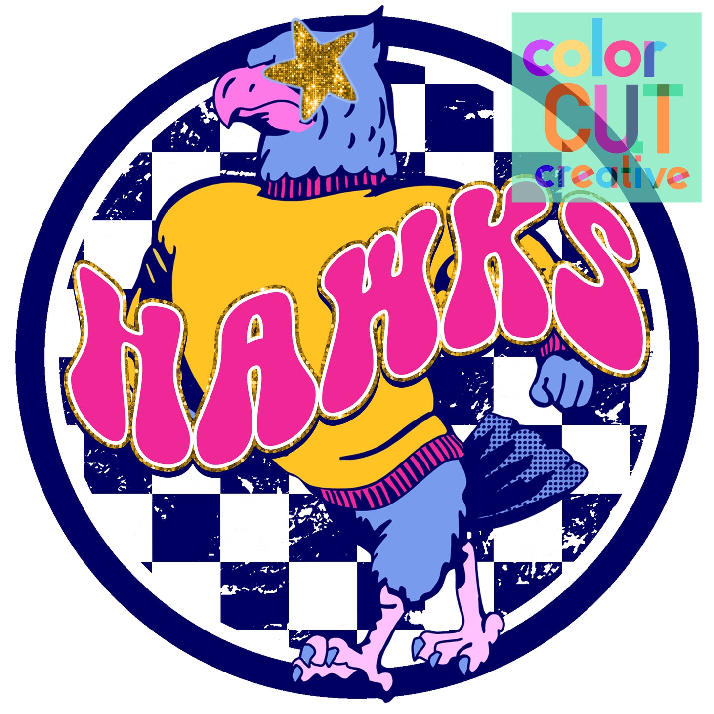 Hawks Preppy Multi Checkerboard Mascot