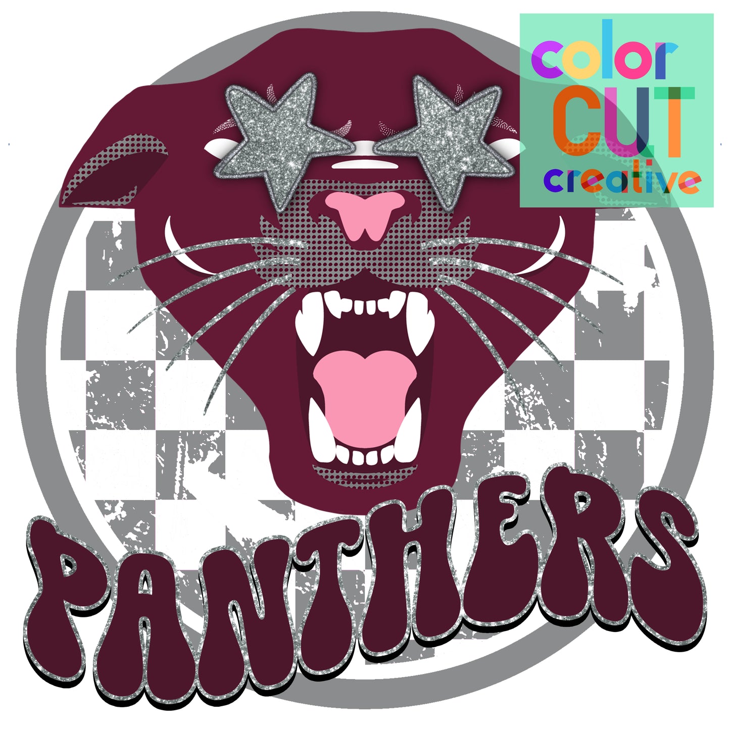 Panthers Maroon Grey Mascot