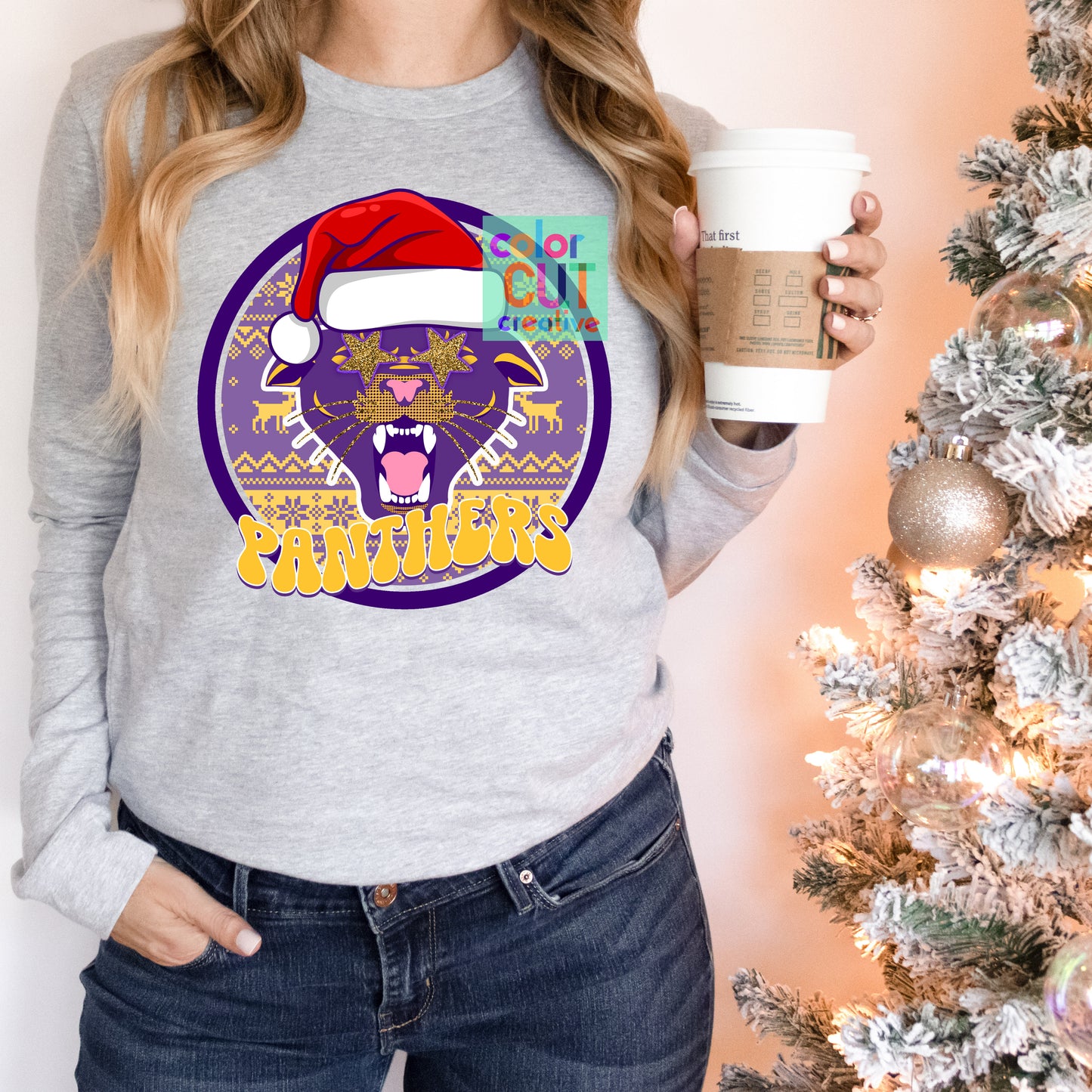 Fairisle Christmas Panthers purple gold